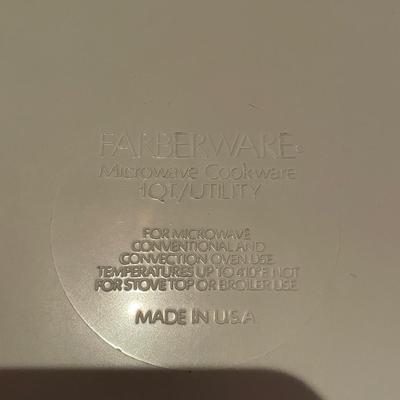 MICROWAVE COOKWARE & A WALL MOUNTED CAN OPENER