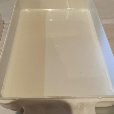 MICROWAVE COOKWARE & A WALL MOUNTED CAN OPENER