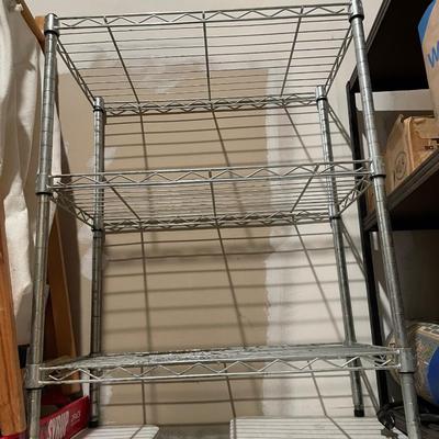 STORAGE SHELVES AND SMALL BOOKCASE