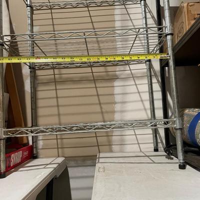 STORAGE SHELVES AND SMALL BOOKCASE