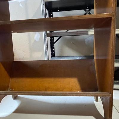 STORAGE SHELVES AND SMALL BOOKCASE