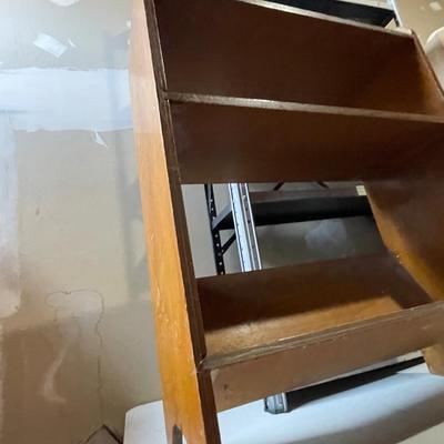 STORAGE SHELVES AND SMALL BOOKCASE