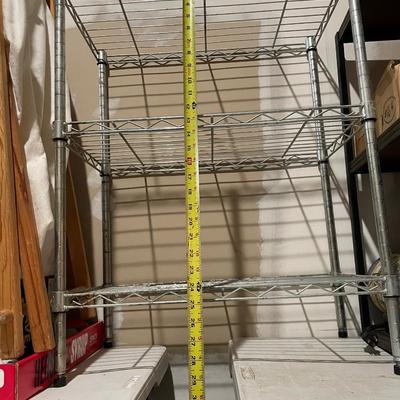 STORAGE SHELVES AND SMALL BOOKCASE