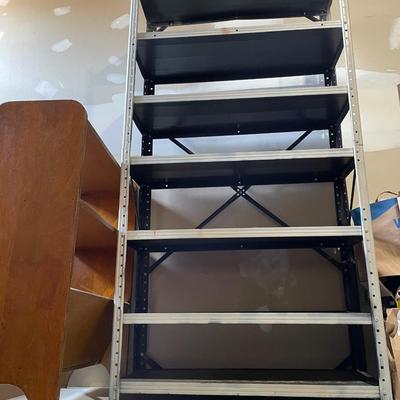 STORAGE SHELVES AND SMALL BOOKCASE