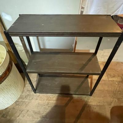 STORAGE SHELVES AND SMALL BOOKCASE