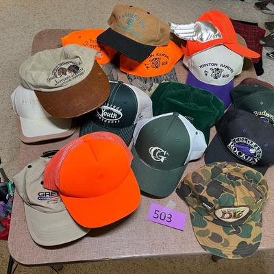 Large lot of snap back hats