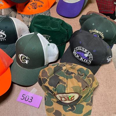 Large lot of snap back hats