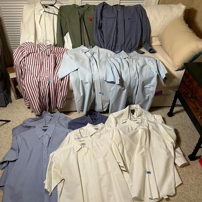 Large lot of men's dress shirts
