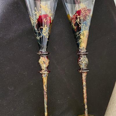 Romanian Glass Toasting Flutes