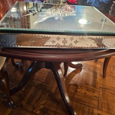 Vintage Etched Mirrored Glass Jewelry Box