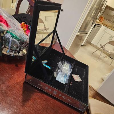 Vintage Etched Mirrored Glass Jewelry Box