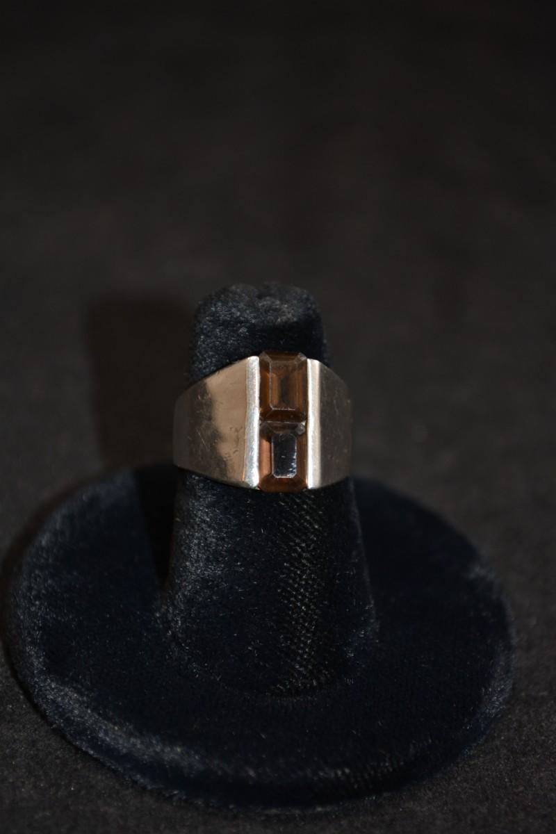 925 Sterling Ring with 2 Cut Smoky Topaz Size 6 5.6g