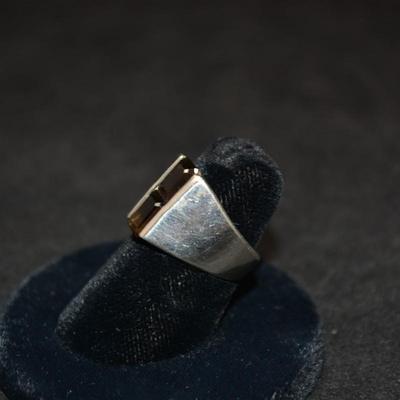 925 Sterling Ring with 2 Cut Smoky Topaz Size 6 5.6g