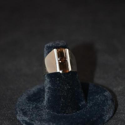 925 Sterling Ring with 2 Cut Smoky Topaz Size 6 5.6g