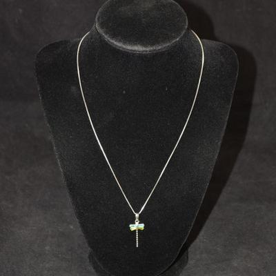 925 Sterling Box Chain w/ 925 Tourmaline Butterfly Pendant 18