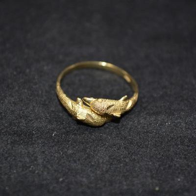 10k Gold Dual Dolphin Ring Size 8 1.6g