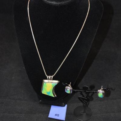 925 Sterling Fashion Necklace with 925 Matching Earrings 19.5" 39.7g