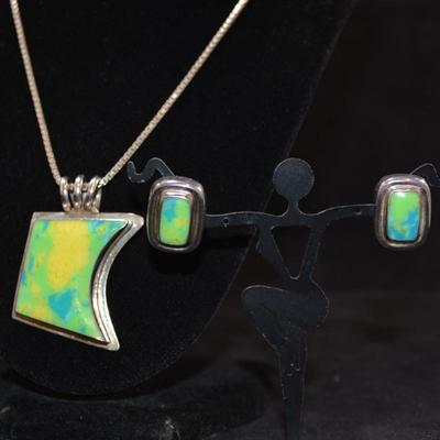 925 Sterling Fashion Necklace with 925 Matching Earrings 19.5" 39.7g