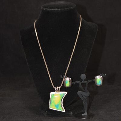 925 Sterling Fashion Necklace with 925 Matching Earrings 19.5" 39.7g