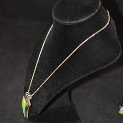 925 Sterling Fashion Necklace with 925 Matching Earrings 19.5" 39.7g