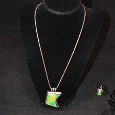 925 Sterling Fashion Necklace with 925 Matching Earrings 19.5" 39.7g