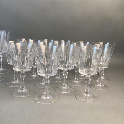 1083 Large 30pc Set of Red and White Crystal Wine Goblets