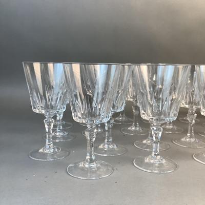 1083 Large 30pc Set of Red and White Crystal Wine Goblets