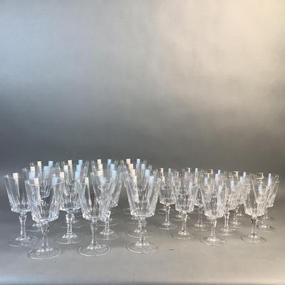 1083 Large 30pc Set of Red and White Crystal Wine Goblets