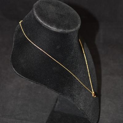 14k Gold Tourmaline Heart Pendant on 14K Gold Chain 18" 1.3g