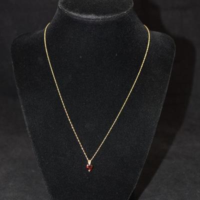14k Gold Tourmaline Heart Pendant on 14K Gold Chain 18" 1.3g