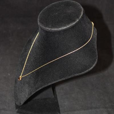 14k Gold Tourmaline Heart Pendant on 14K Gold Chain 18" 1.3g