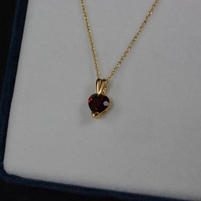 14k Gold Tourmaline Heart Pendant on 14K Gold Chain 18" 1.3g