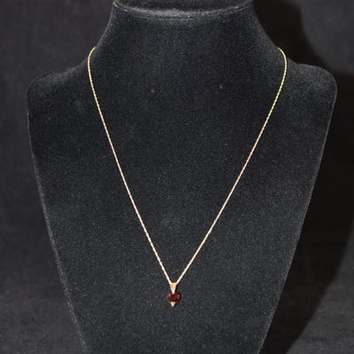 14k Gold Tourmaline Heart Pendant on 14K Gold Chain 18" 1.3g