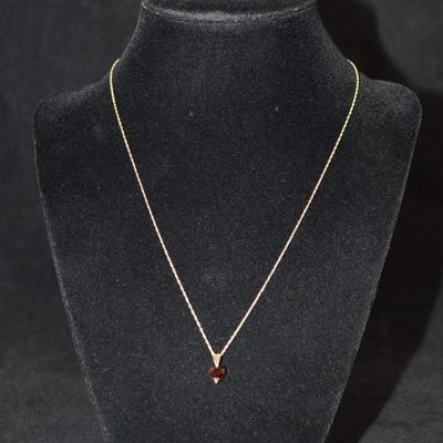 14k Gold Tourmaline Heart Pendant on 14K Gold Chain 18