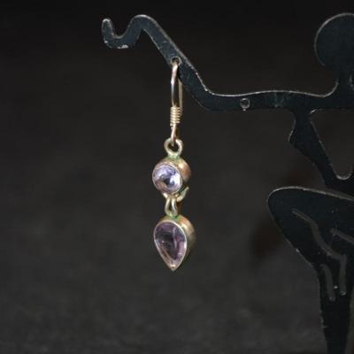 925 Sterling w/ Amethyst Drop Earrings 3.9g