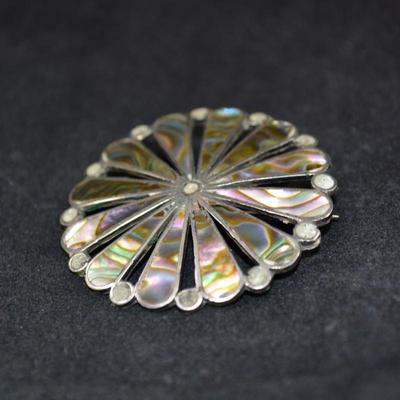 Vintage 925 Sterling Abalone Brooch/Pendant 8.4g