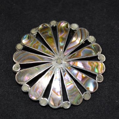 Vintage 925 Sterling Abalone Brooch/Pendant 8.4g