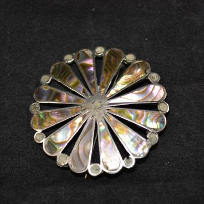 Vintage 925 Sterling Abalone Brooch/Pendant 8.4g