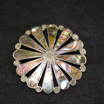 Vintage 925 Sterling Abalone Brooch/Pendant 8.4g