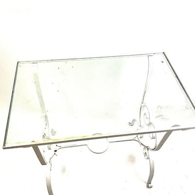 1086 Antique Glass Top Wrought Iron Table