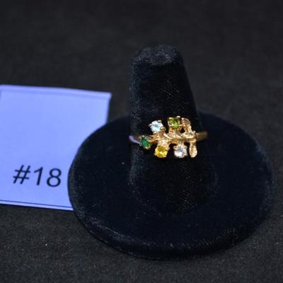 10k Gold Ring with Emerald and Sapphire Size 8.5 2.8g