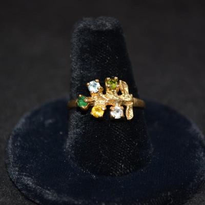 10k Gold Ring with Emerald and Sapphire Size 8.5 2.8g