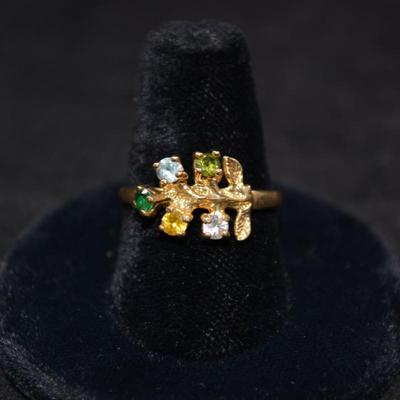 10k Gold Ring with Emerald and Sapphire Size 8.5 2.8g