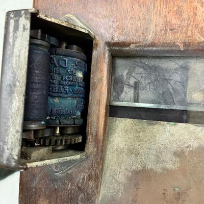 Antique French Cash register, Dresser mirror, wooden box