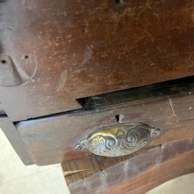 Antique French Cash register, Dresser mirror, wooden box