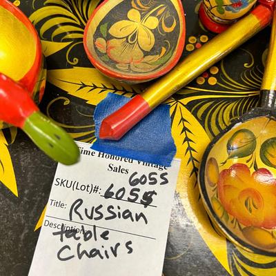 Beautiful Russian table stools, bowl, spoons