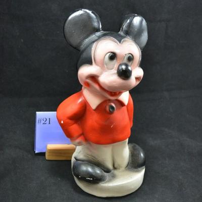 Vintage Plaster of Paris Mickey Mouse Coin Bank, Mexico 11.5" Tall
