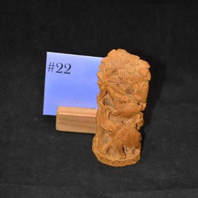Vintage Hand Carved Wooden Jungle Scene 4.75" Tall