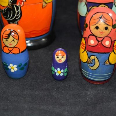 Vintage Farm Themed Russian Nesting Dolls 6"
