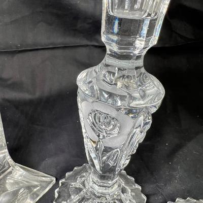 Cut crystal salts, Candle holders, vases